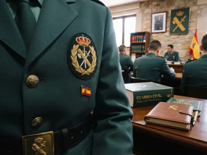 Emblema y temario de la Guardia Civil